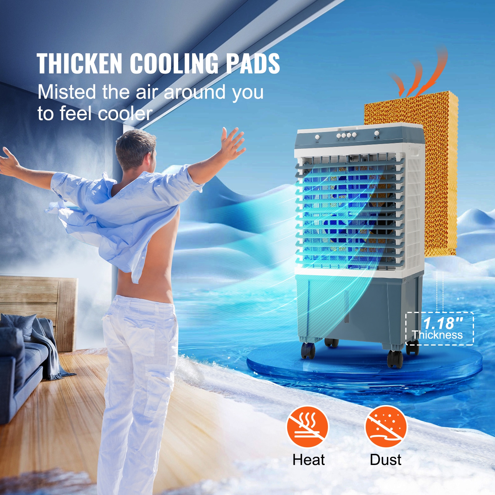 Evaporative Air Cooler Portable Oscillating Cooler For Home Use_voghion.com